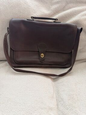 Vintage Coach Classic Brown Leather Briefcase Messenger Bag